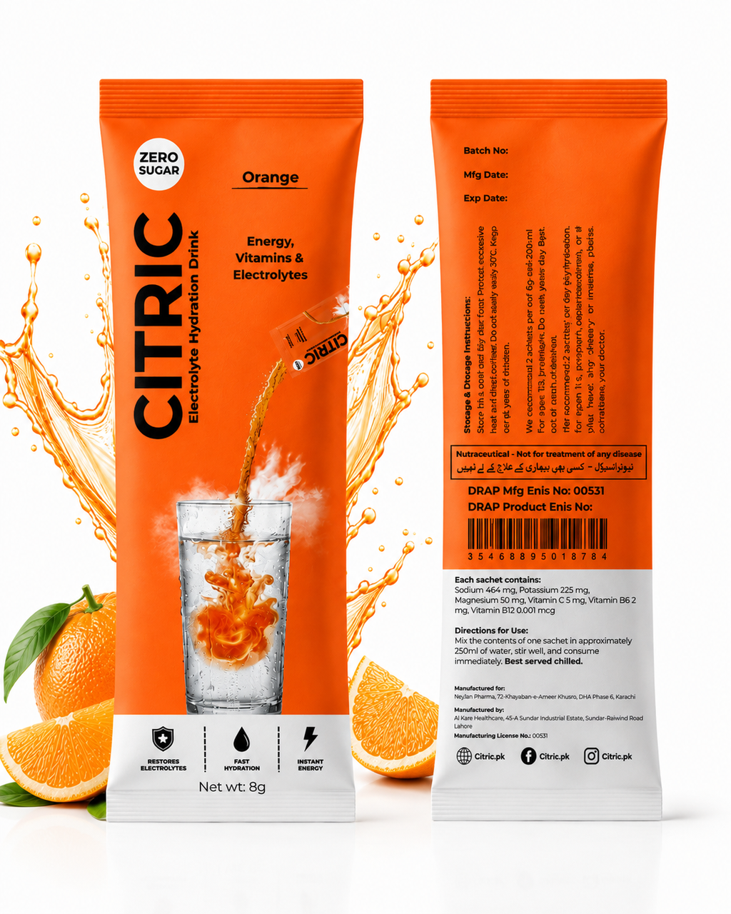 CITRIC Orange Electrolyte Hydration Drink | 10 Sachets